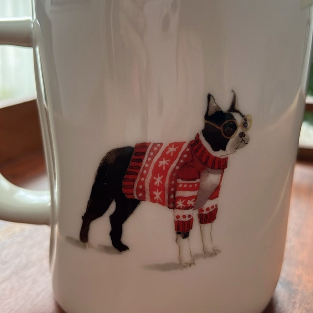 NEW RAE DUNN MUG - BOSTON TERRIER - HAPPY HOWLIDAYS